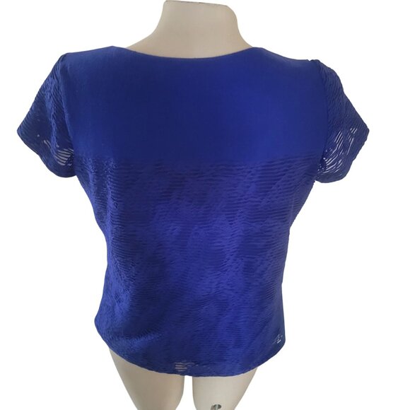 Calvin Klein Womens‎ Blue Textured Short Sleeve Top S - Picture 5 of 8